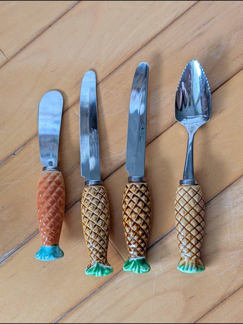 Vtg Shafford Ceramic Handle Utensils